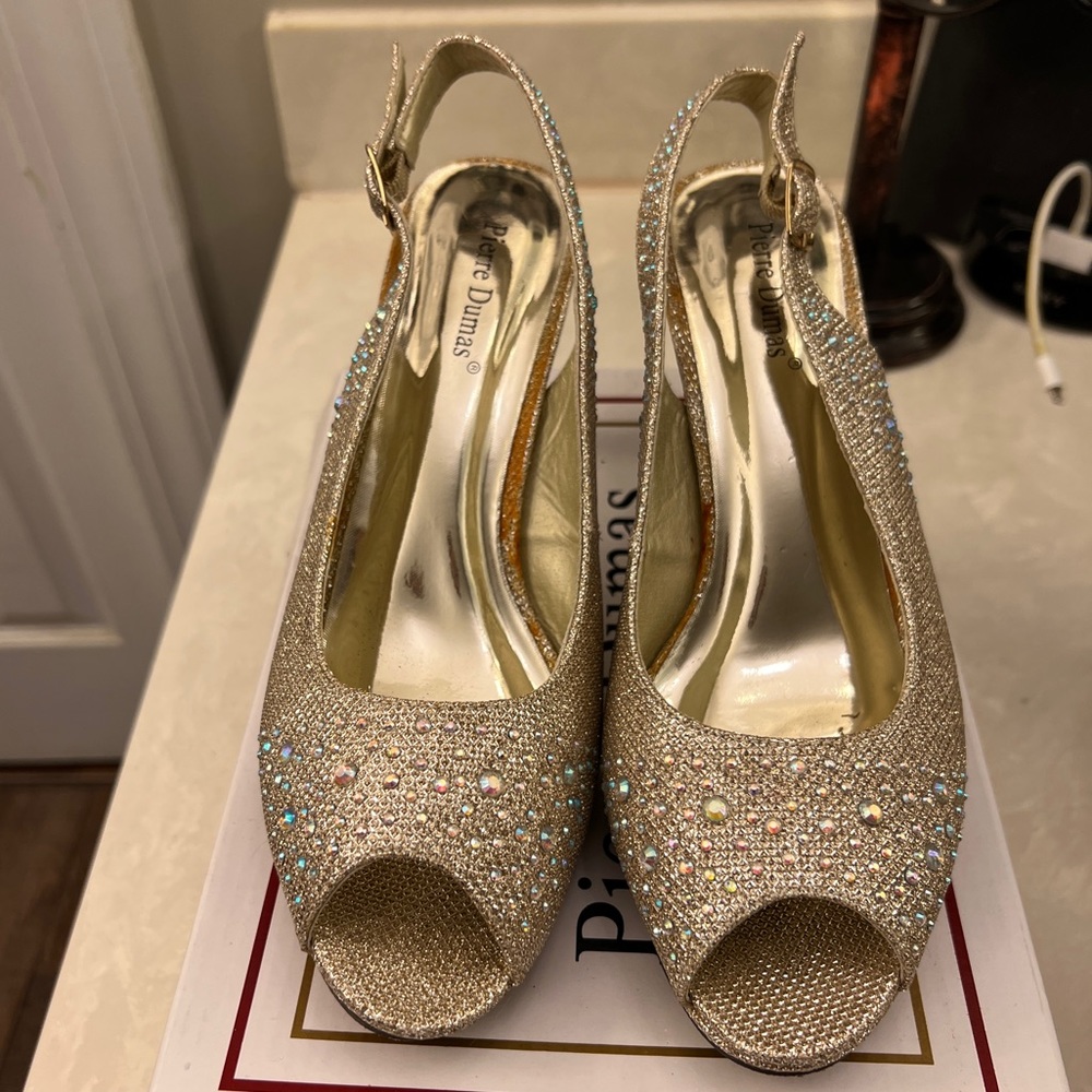 Pierre Dumas Gold embellished high heel shoes
